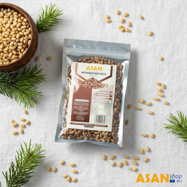 Premium Arabic Snobar (Çam Fıstığı) black pine nuts roasted lightly over a festive Middle Eastern rice pilaf dish.